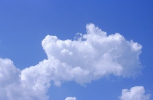 A cloud on a bright blue sky