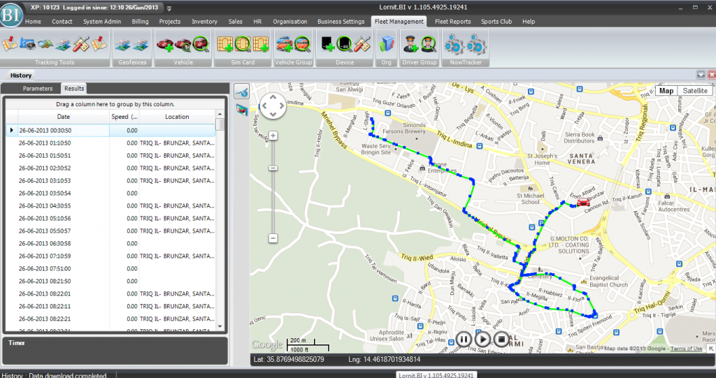 Lornit.Tracking: Historical Vehicle Tracking